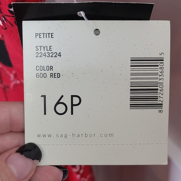 Sag Harbor Red & Black Floral Cotton Dress | 16 P - Picture 7 of 11